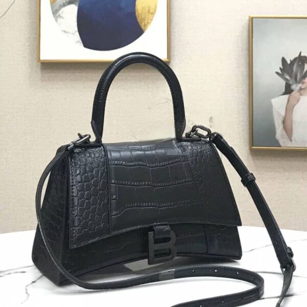 Replica Balenciaga Hourglass Top Chanele Bag Black Crocodile